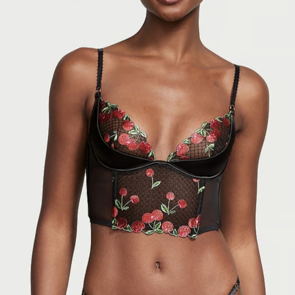 Victoria's Secret Very Cherry Embroidery Quarter-Cup Corset Top 36C - Picture 5 of 5